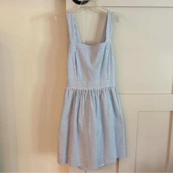 J.Crew Blue & White Seersucker Dress – Size L - Picture 1 of 7